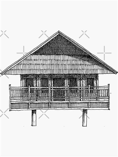 Bahay Kubo Sketch By Joseph Orobia Sticker For Sale By Jo At Play