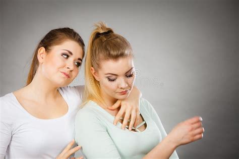 Woman Hugging Her Sad Female Friend Stock Photo Image Of Compassion