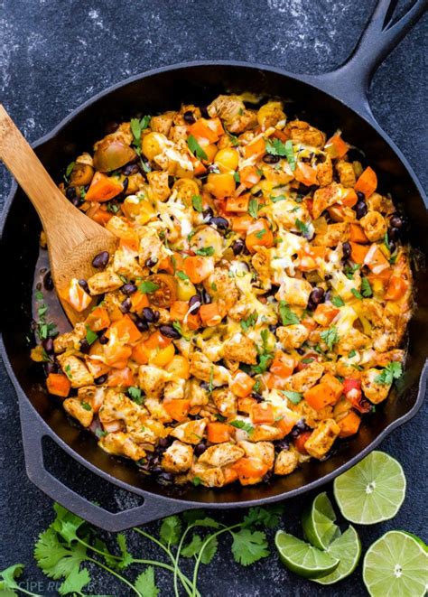 See more ideas about recipes, mexican food recipes, cooking recipes. Mexican Chicken, Sweet Potato and Black Bean Skillet ...