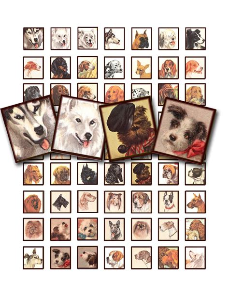 Vintage Dogs Collage Sheet In A 75 X 83 Inch Scrabble Tile Etsy