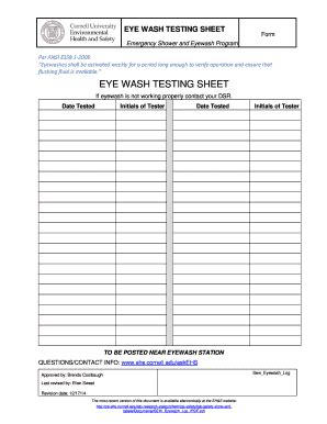 Eye Wash Station Checklist Spreadsheet Eye Wash Station Checklist
