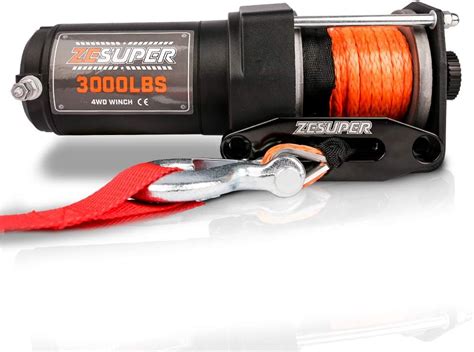 Zesuper 3000 Lb 12v Dc Electric Winch 50 Ft Synthetic Rope