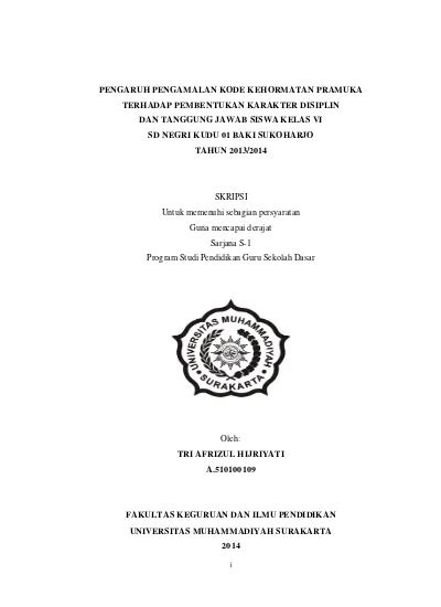 PENGARUH PENGAMALAN KODE KEHORMATAN PRAMUKA TERHADAP PEMBENTUKAN