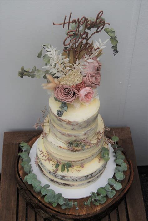 Super Rustic Wedding Cake With Dried Flowers 699 • Temptation Cakes Temptation Cakes