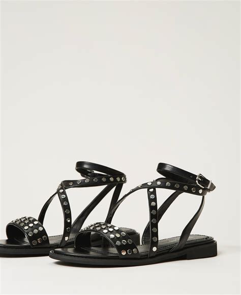 Sandals With Studs Woman Black Twinset Milano