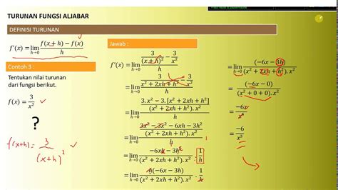 Definisi Turunan Fungsi Aljabar Membahas Soal Soal Turunan Dengan Konsep Limit Fungsi Aljabar