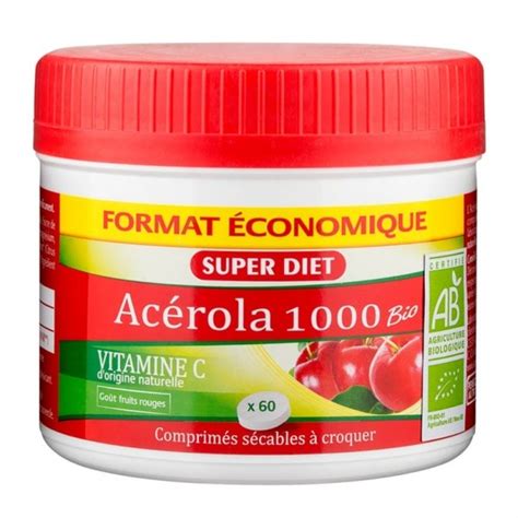 Bio life beauty kompaniyasining shiori: Super Diet, Acerola 1000 Vitamine C, 60 comprimés - nu3