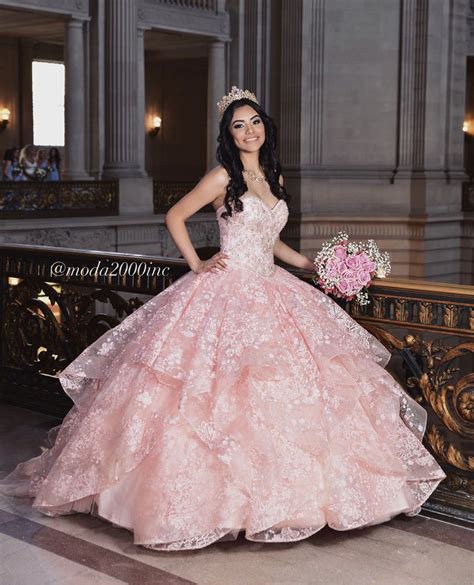 Floral Pink Ruffled Quinceañera Dress 🌸💕 Quince Dresses Quinceanera