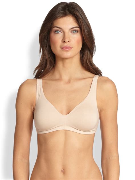 hanro cotton sensation full bust soft cup bra in natural lyst
