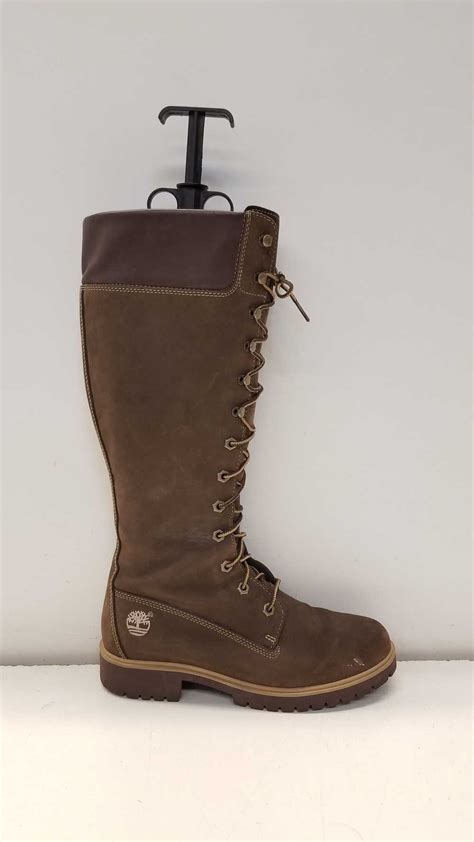 Timberland 14 Inch Premium Brown Leather Lace Up Tall Gem