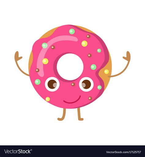 Doughnut With Pink Sprinkles Funny Happy Character