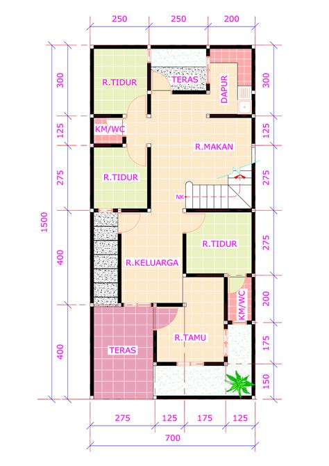 Kali ini mendesain rumah 2 lantai terlihat 1 lantai di lahan 10 x 15 dengan kebutuhan ruang 3 kamar tidur, ruang keluarga dan. desain denah uk. 7 x 15 m | Cymblot's Notes