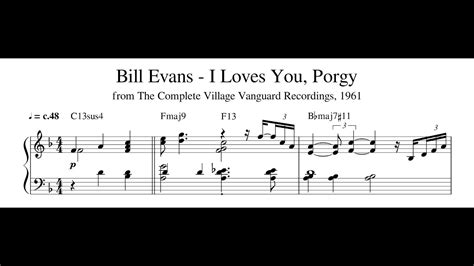 Bill Evans I Loves You Porgy Trio Version Piano Transcription Youtube