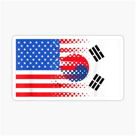 Korean American Flag T Shirt America South Korea Pride Sticker By