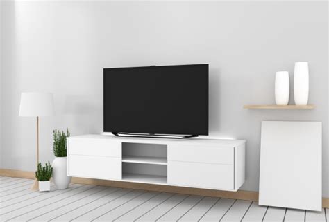 Premium Photo Smart Tv Mockup Cabinet Decor Modern Living Room Zen