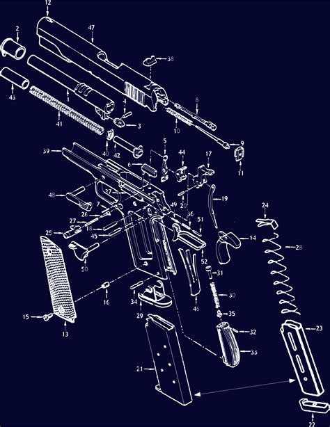 1911 Pistol Exploded View Schematic