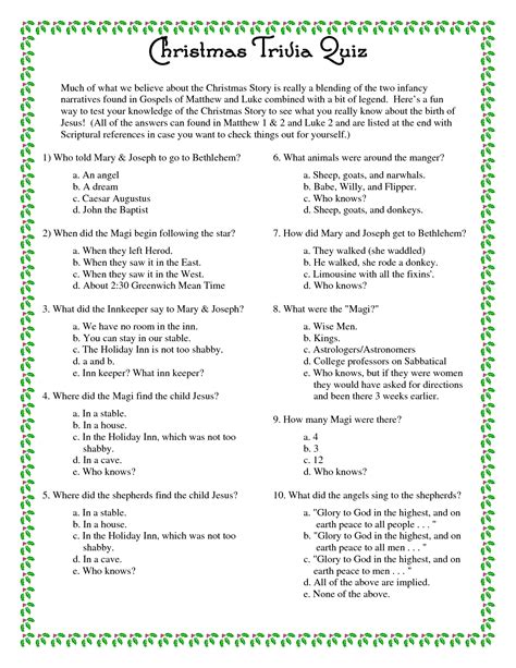 Ideas Collection Easy Christmas Trivia Questions And Answers Free