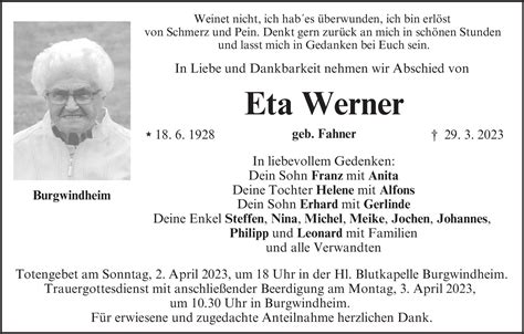 Eta Werner • Bestattungen Heidenreich