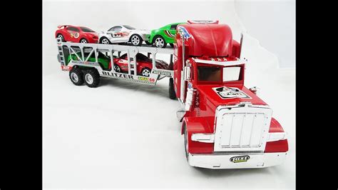 Giant Size Toy Truck And Truck Hauling 5 Cars Big Rig 18 Wheeler Truck