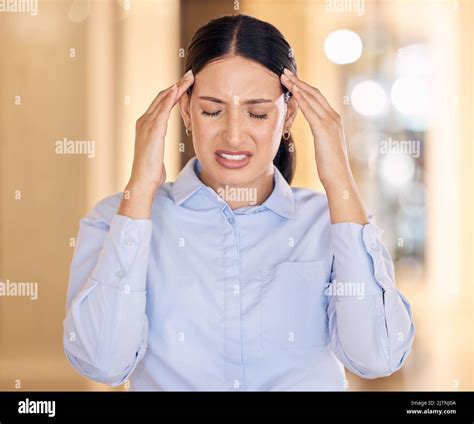 Stress Worry And Anxiety Woman With Headache Pain Mental Health