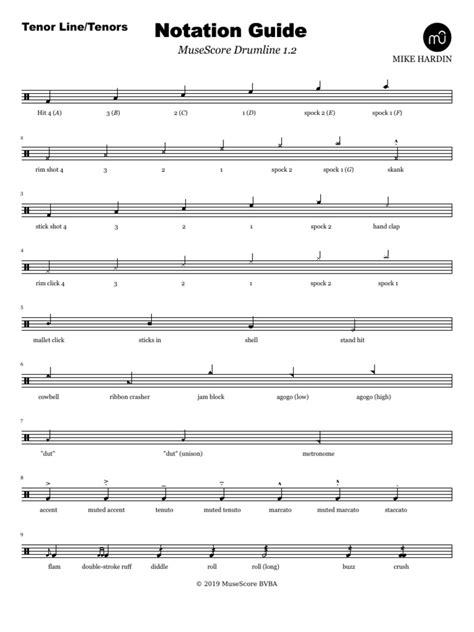 Notation Guide Mdl Tenor Line Pdf Musical Instruments