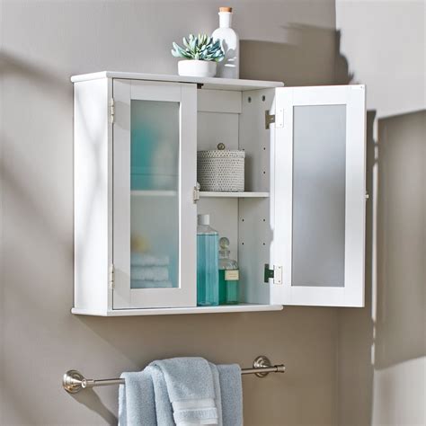 White Bathroom Wall Cabinet With 1 Adjustable Shelf Better Homes