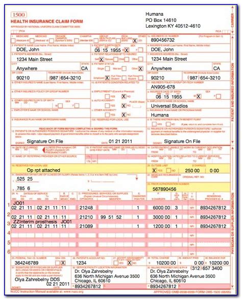 Insurance Health Claim Form Fillable Printable Forms Free Online