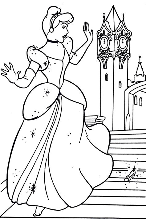 Coloring Pages Disney Princess Cinderella Princess Coloring Pages