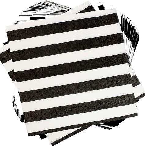 40pcs Black And White Striped Napkins Black And White Party