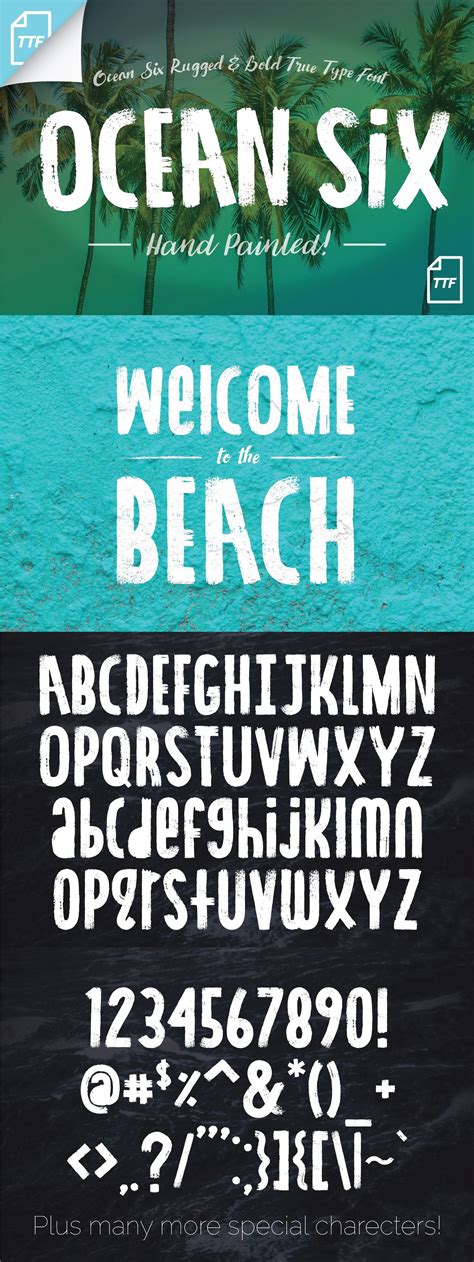 The ocean font has been downloaded 8,284 times. A Hand Painted Free Font: Ocean Six by Drifter Studio ...