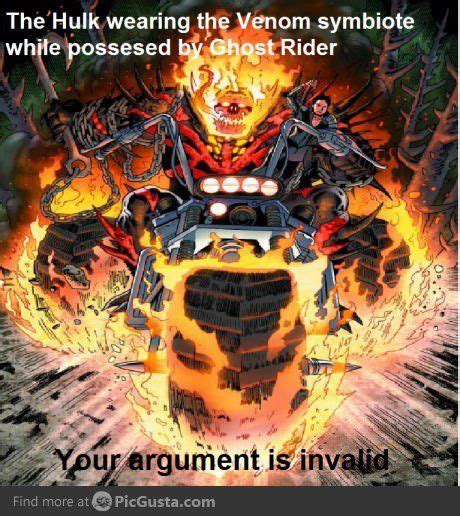 The Hulk Wearing The Venom Symbiote While Possessed By Ghost Rider