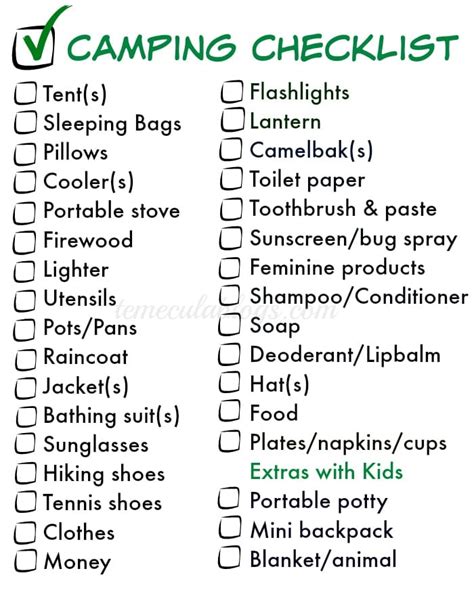 Thing To Pack For Camping Free Camping Checklist Printable Pdf 52080 Hot Sex Picture
