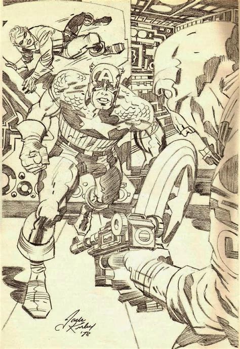 Captain America And Bucky Pencil Sketch By Jack Kirby Jack Kirby Art