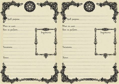 A5 Printable Spell Template Book Of Shadows Page Digital Etsy Book