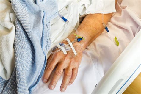 Iv In Hospital Patient Hand Stock Image Image Of Adult Injection