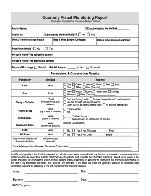 Fillable Online Quarterly Visual Monitoring Report Fax Email Print Pdffiller