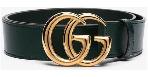 Gucci Gg Marmont Leather Belt With Shiny Buckle In Green For Men Save