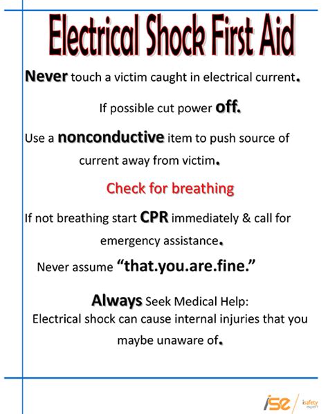 Electrical Shock First Aid Poster Safetynow Ilt
