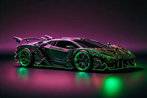 Ultra Realistic 3d Rendered Neon Lamborghini Digital Art Wallpaper Cars