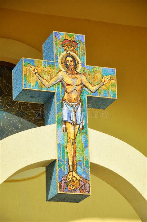 Byzantine Mosaic On A Cross With Jesus Stock Photo Image Of Cluj