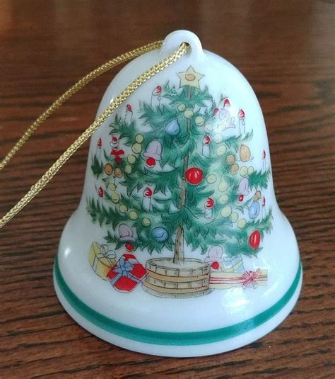 Vintage Lefton China Christmas Tree Ornament Bell 2 Sided Ts Xmas