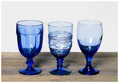 Light Cobalt Blue Goblets - Vintage Cobalt Blue Depression Glass