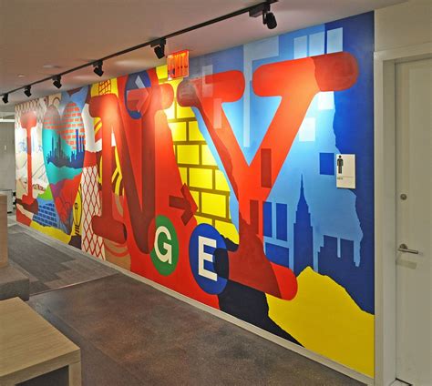 A Custom Spray Painted Office Mural Design For Ges New York Office