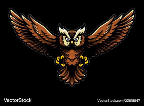 Flying Owl With Open Wings And Claws Logo Mascot Vector Image