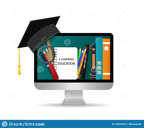 Online Education. Study In Online School Using Computer. Training Using Distance Media 