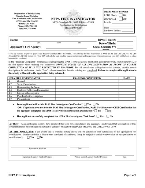 Oregon Nfpa Fire Investigator Form Fill Out Sign Online And Download