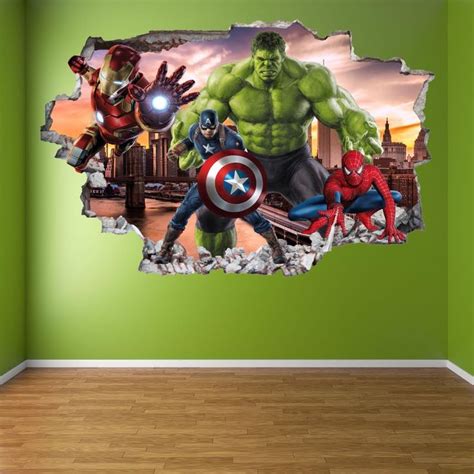 Superhero Wall Decal Sticker Mural Poster Print Art Hulk Spiderman Iron