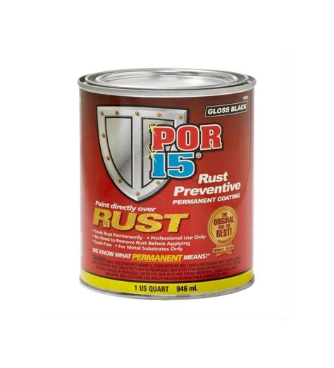 Por 15 Rust Preventive Permanent Coating Gloss Black 1 Quart 45004
