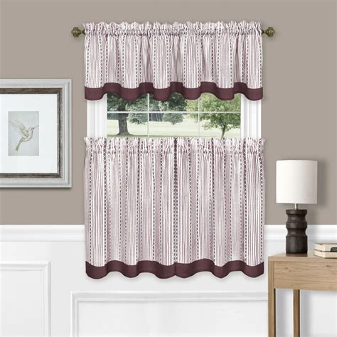 Farmhouse Striped Café Kitchen Curtain Tier And Valance Set Assorted