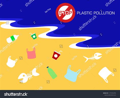 「stop Ocean Plastic Pollution Concept Vector」のベクター画像素材（ロイヤリティフリー